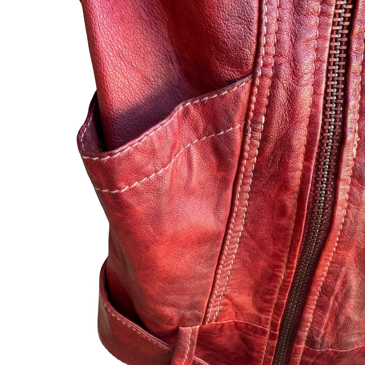 William Rast Y2K Studded Quilted Leather Moto Punk Rocker Biker Edgy Vest Red S