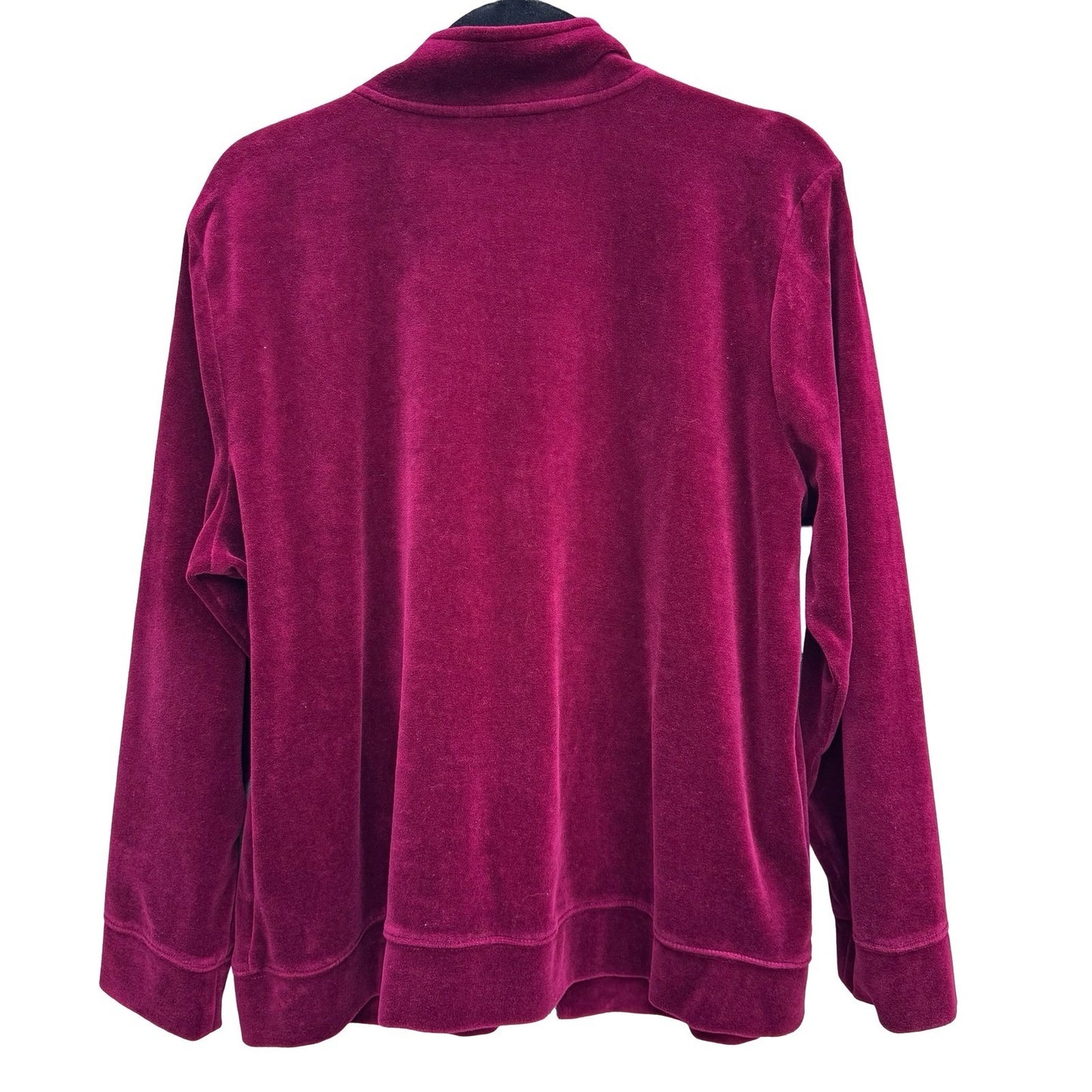 Karen Scott Y2K XL Berry Pink Velour Full Zip Mock Neck Track Jacket Athleisure