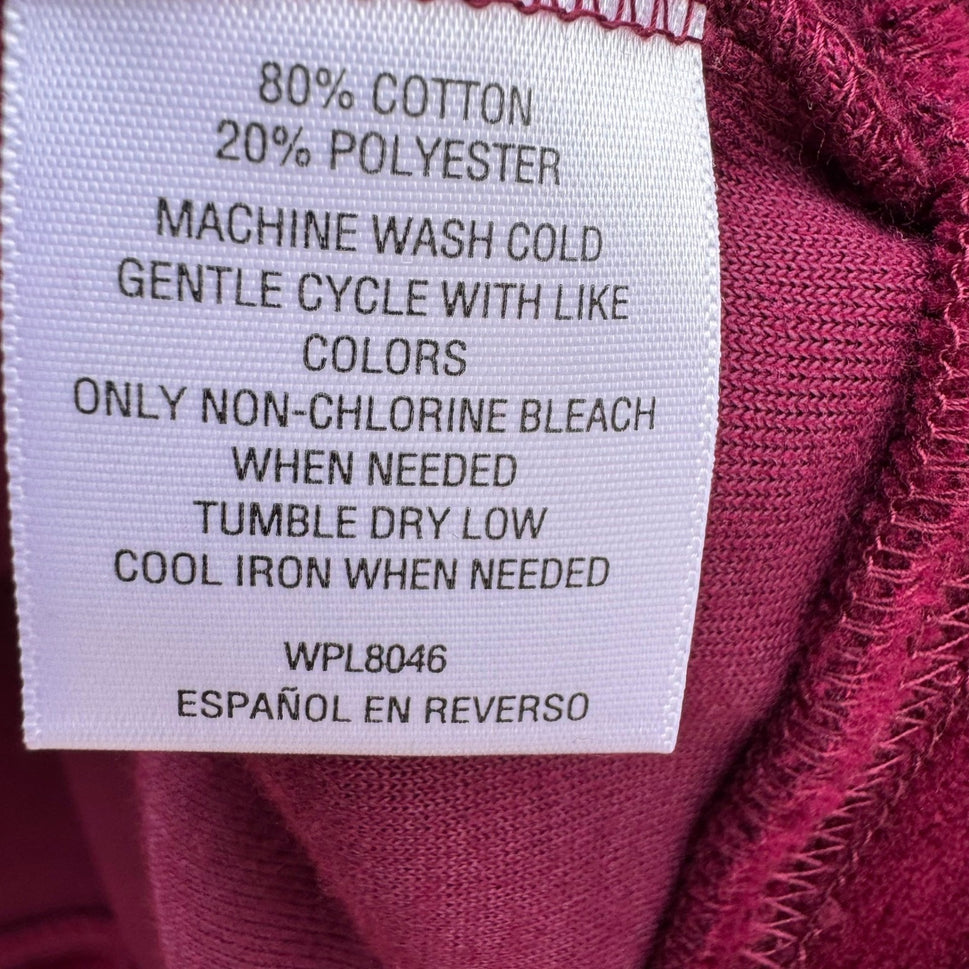 Karen Scott Y2K XL Berry Pink Velour Full Zip Mock Neck Track Jacket Athleisure