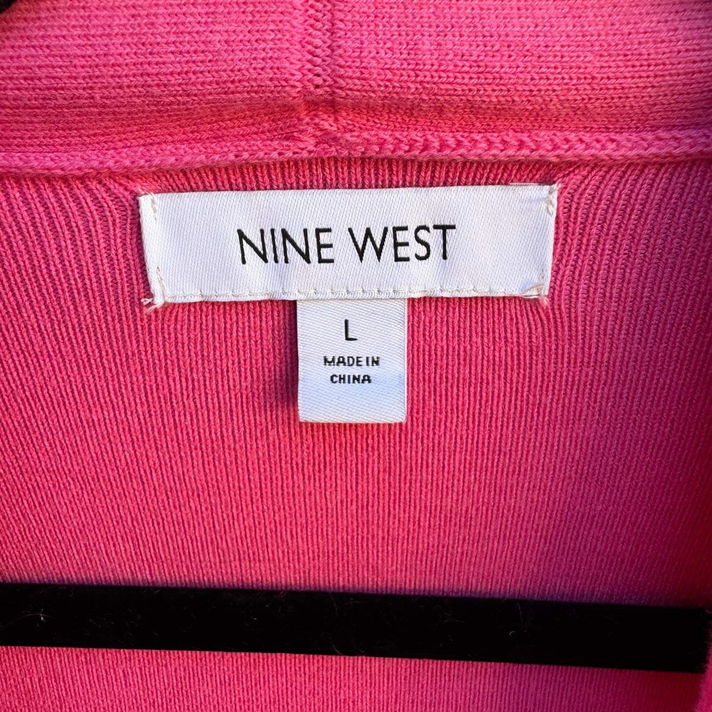 Nine West Minimalist Preppy Open Front Side Zip Cardigan Sweater Hot Pink L NWT
