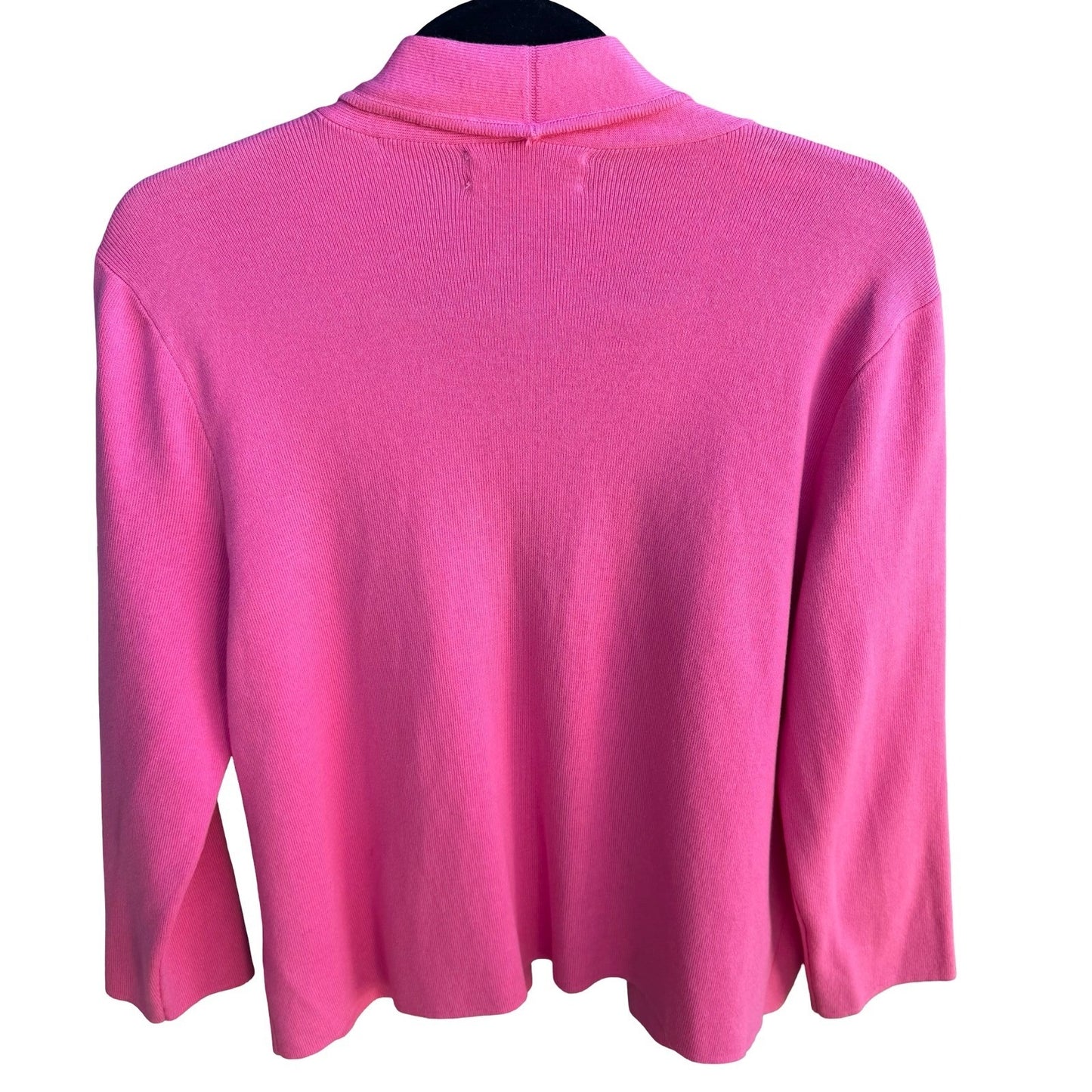 Nine West Minimalist Preppy Open Front Side Zip Cardigan Sweater Hot Pink L NWT