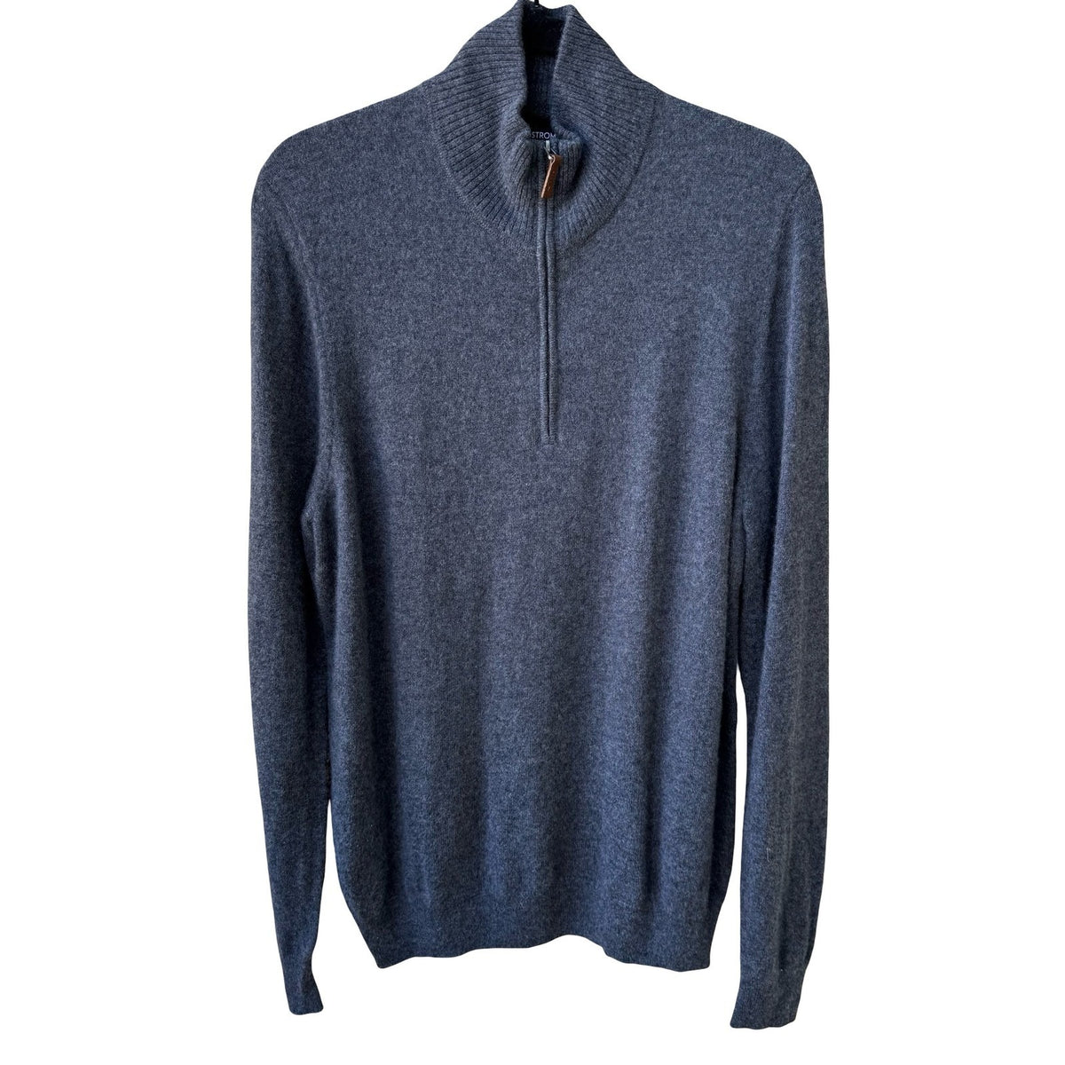 Nordstrom 100% Cashmere Quiet Luxury Quarter Zip Mock Neck Sweater Mens Grey L