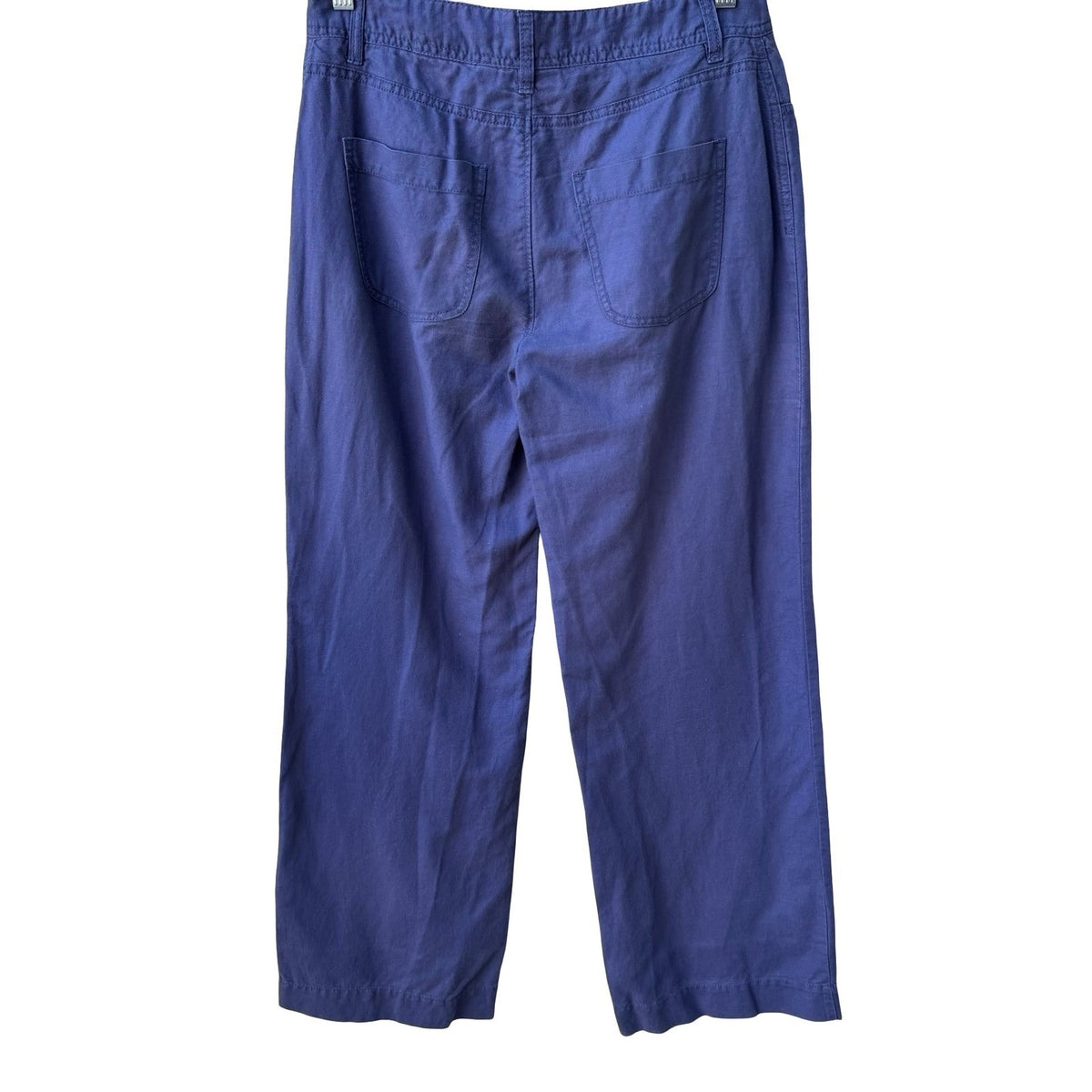 Amber Sun Coastal Minimalist Lagenlook Boho Linen Cotten Wide Leg Pants Blue 6