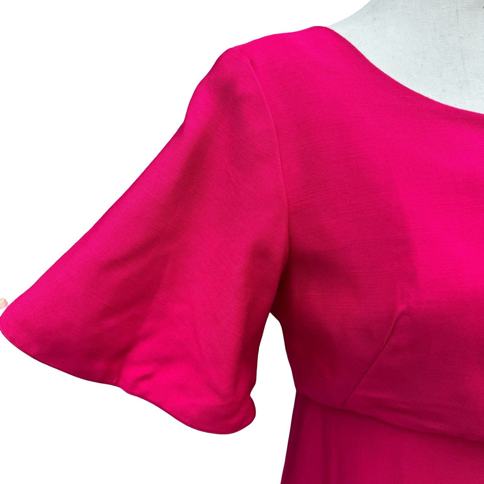 Emma Domb California Vintage 60s Fuchsia Pink Maxi Dress Bow Detail Mod Gown