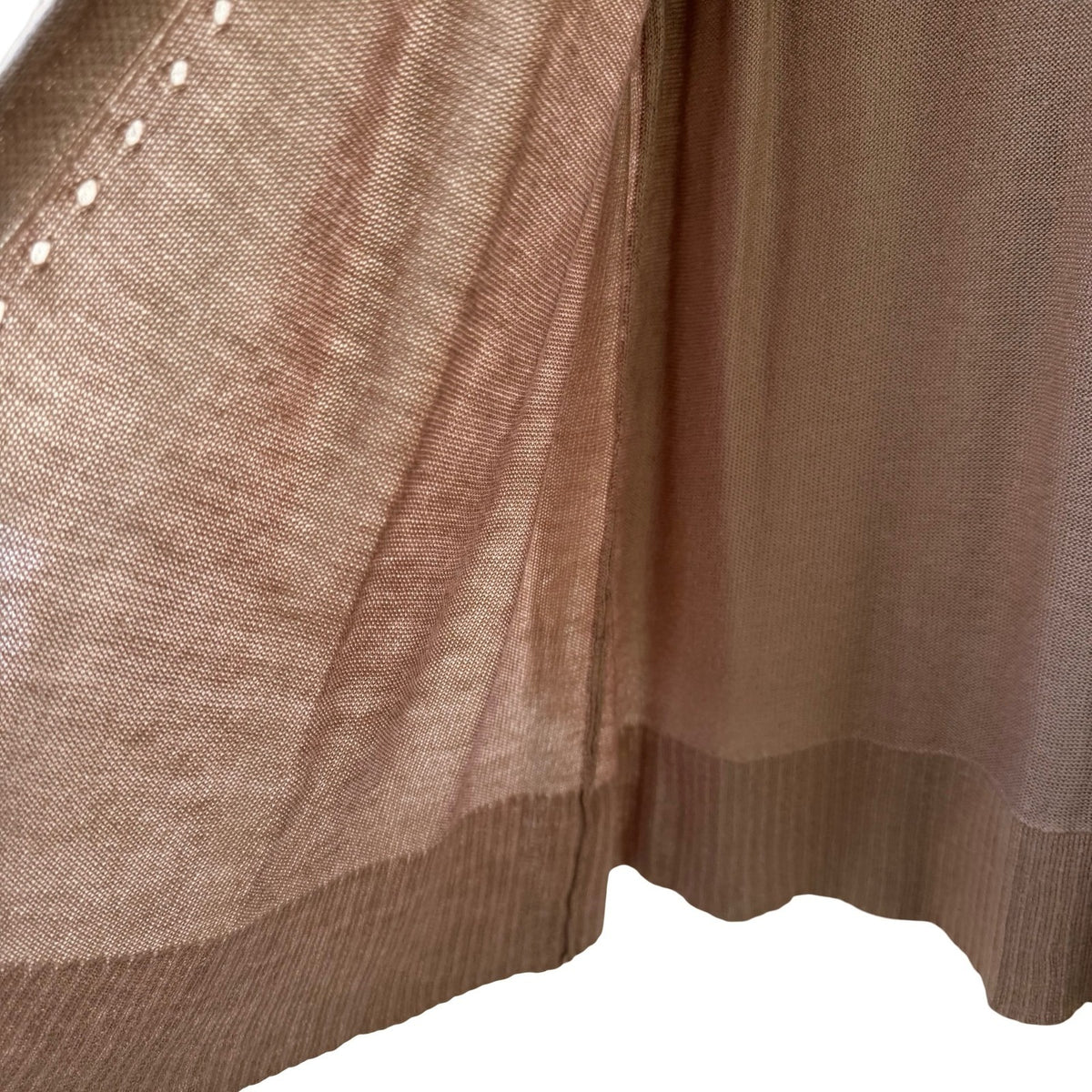 Minimalist Layering Boho Soft Girl Pointelle Open Front Knit Cardigan Tan L