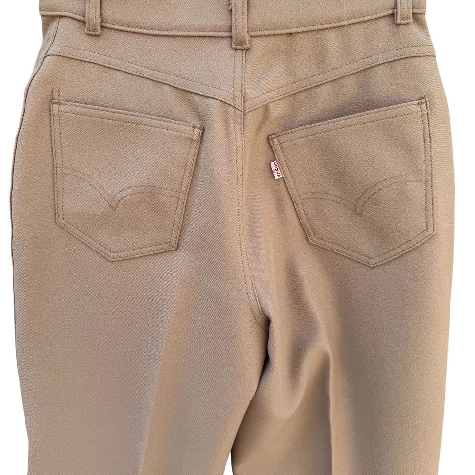 Levi Strauss Vintage 70s Womens Beige Flat Front Straight Leg Dress Pants 29