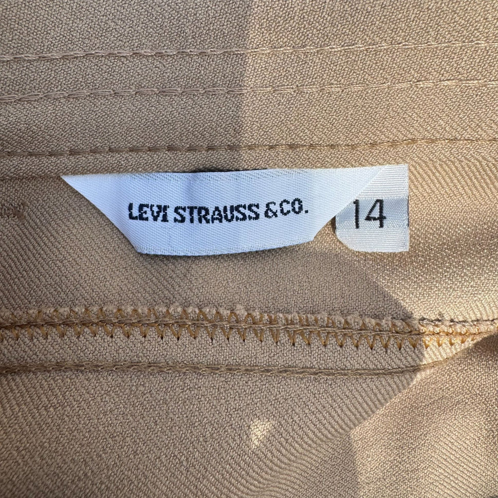 Levi Strauss Vintage 70s Womens Beige Flat Front Straight Leg Dress Pants 29