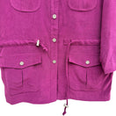 Switch Denim &amp; Co. Womens Fuchsia Faux Suede Safari Military Drawstring Waist Jacket S 2 image