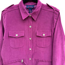 Switch Denim &amp; Co. Womens Fuchsia Faux Suede Safari Military Drawstring Waist Jacket S 3 image