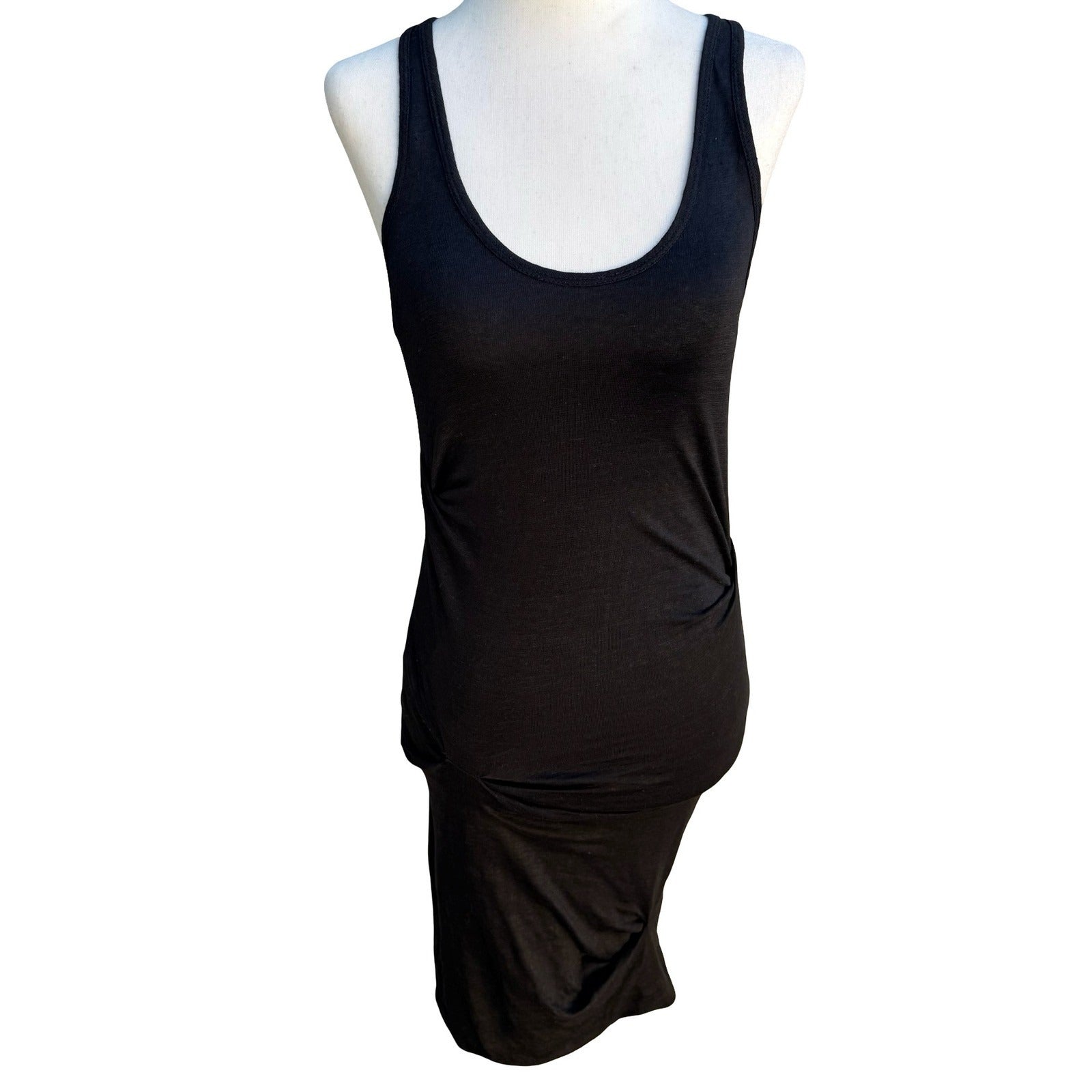 Joe's Jeans Minimalist Linen Blend Ruched Racerback Tank Bodycon Midi Dress S