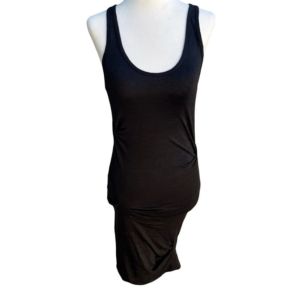 Joe's Jeans Minimalist Linen Blend Ruched Racerback Tank Bodycon Midi Dress S