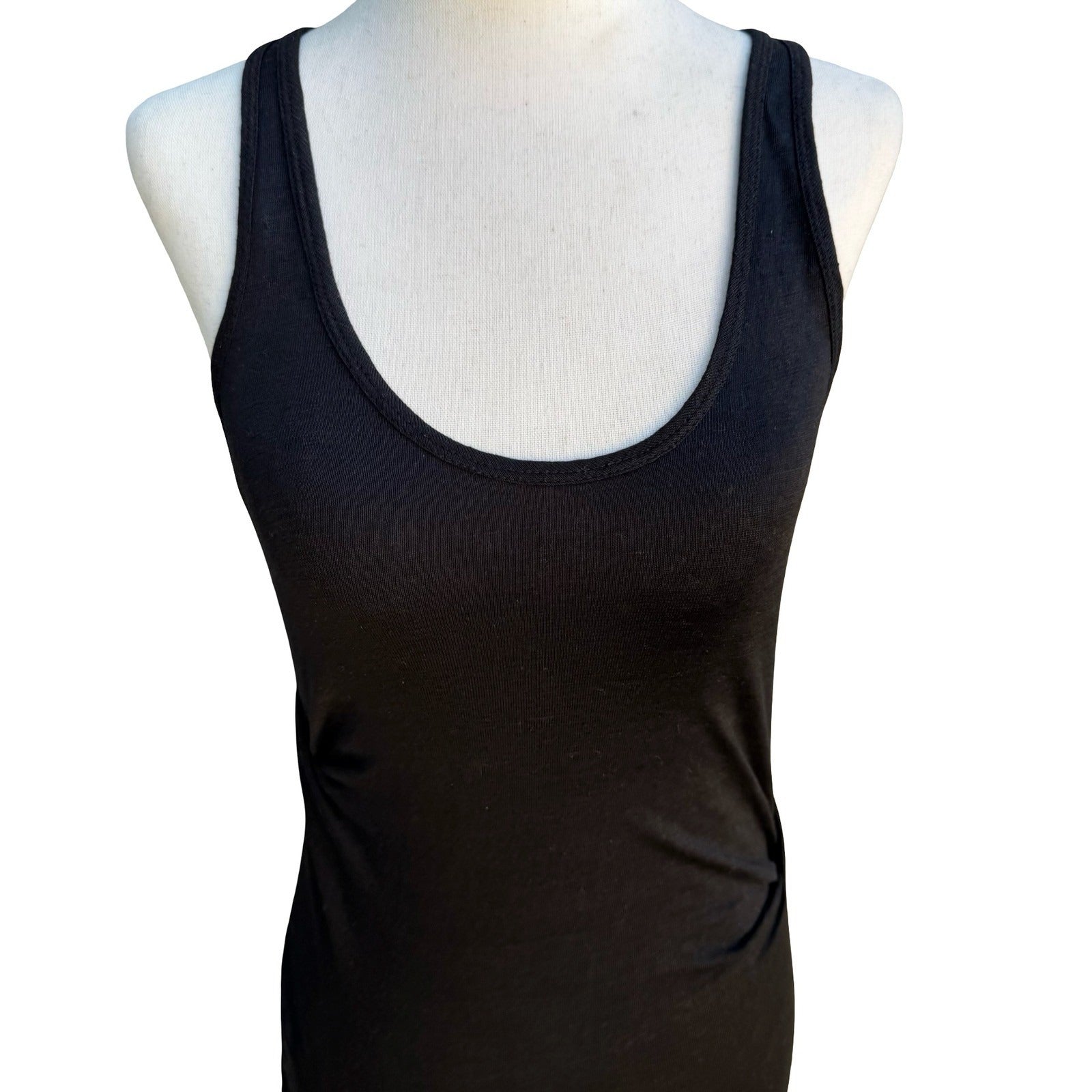 Joe's Jeans Minimalist Linen Blend Ruched Racerback Tank Bodycon Midi Dress S