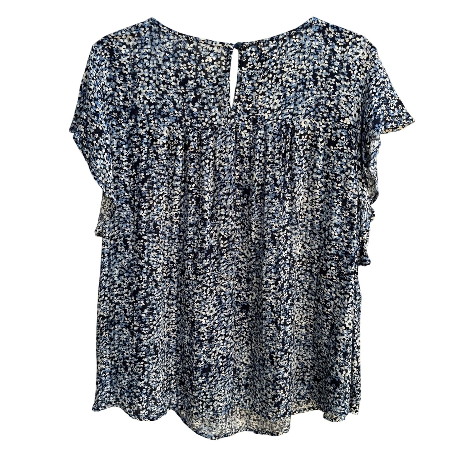 Route 66 Kmart Vintage Womens Blue Floral Flutter Sleeve Boho Shirt Blouse New XL