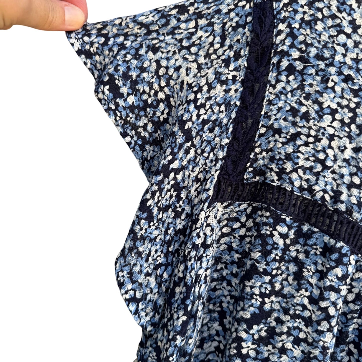 Route 66 Kmart Vintage Womens Blue Floral Flutter Sleeve Boho Shirt Blouse New XL