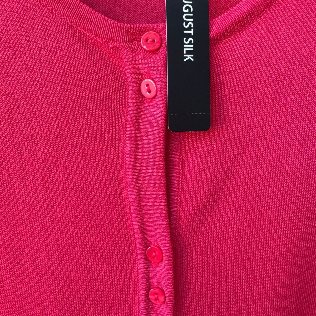 August Silk Preppy Minimalist Barbiecore Layering Knitwear Cardigan Pink L NEW