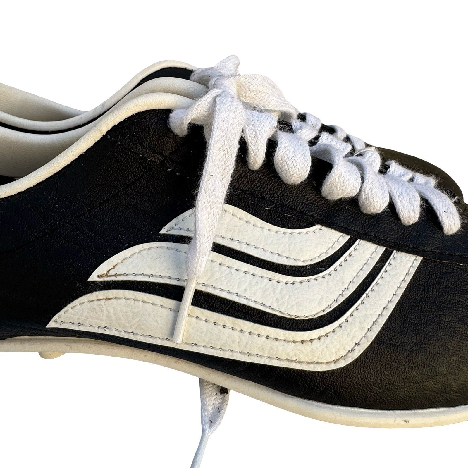 Spalding Vintage Soccer Cleats Black White Made in USA Mens 8.5 Athletic Shoes