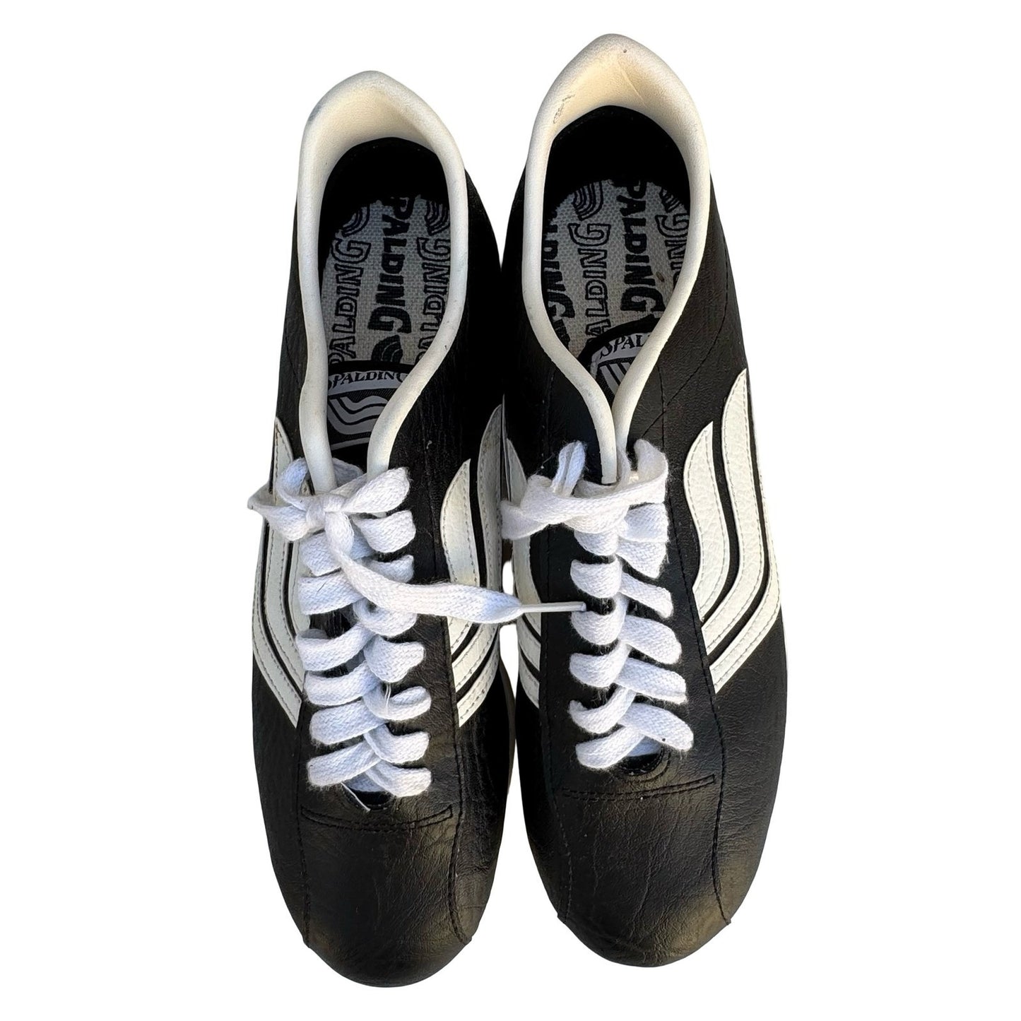 Spalding Vintage Soccer Cleats Black White Made in USA Mens 8.5 Athletic Shoes