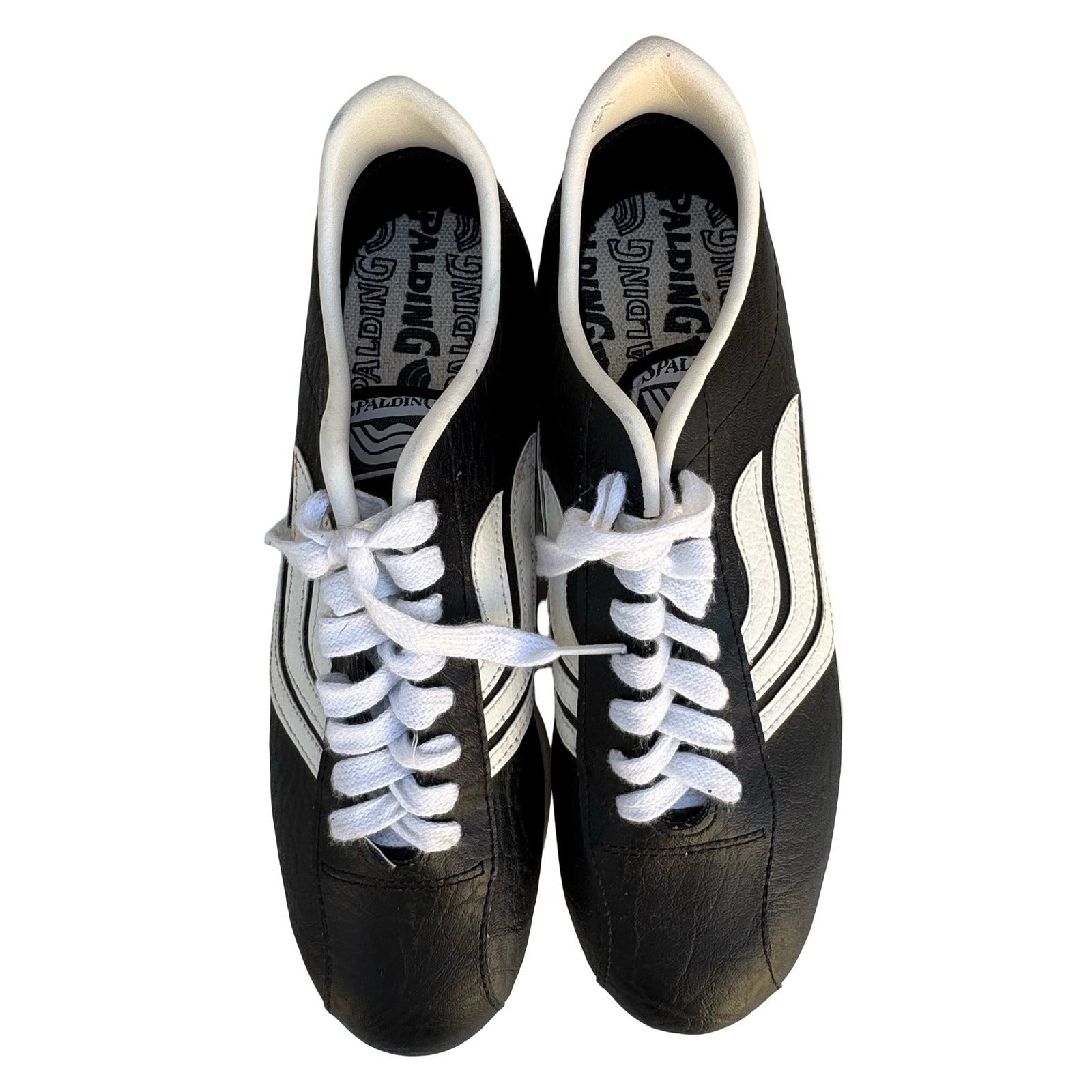 Spalding Vintage Soccer Cleats Black White Made in USA Mens 8.5 Athletic Shoes