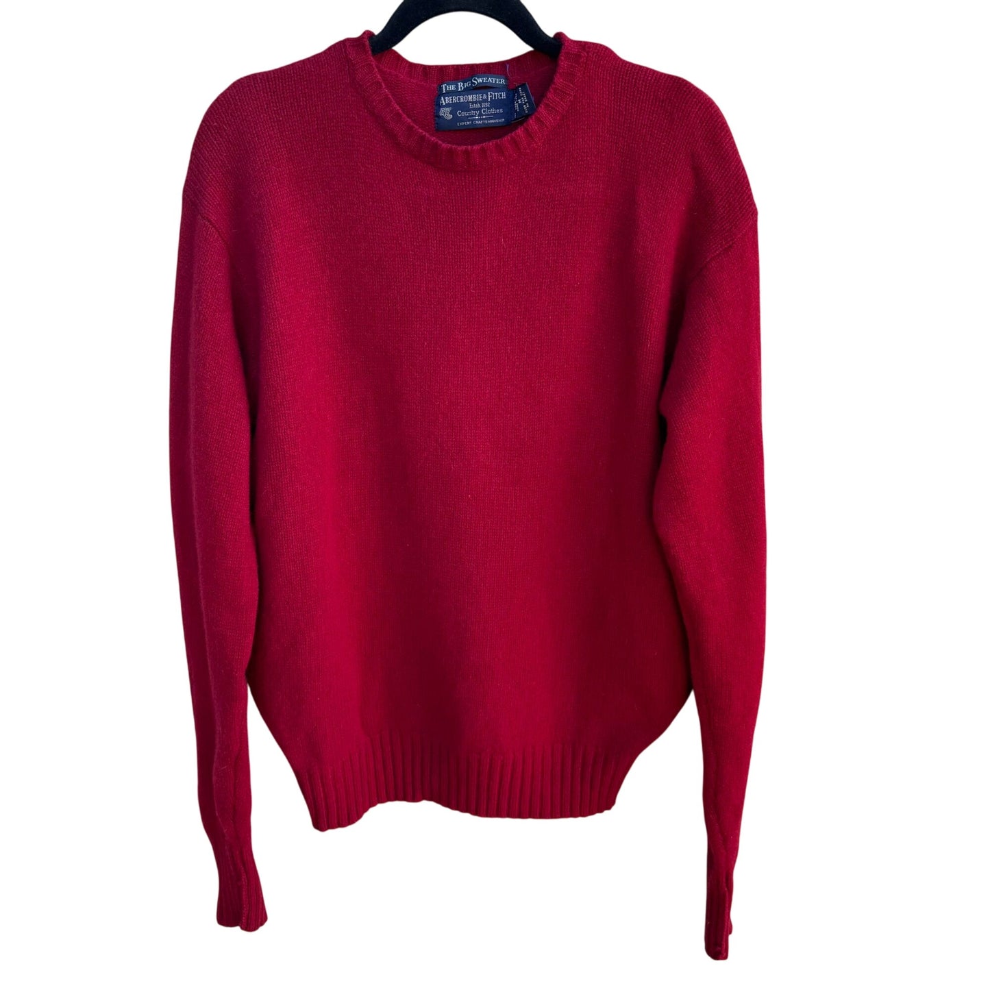 Abercrombie & Fitch The Big Sweater Mens Red Lambswool Crewneck Sweater Large