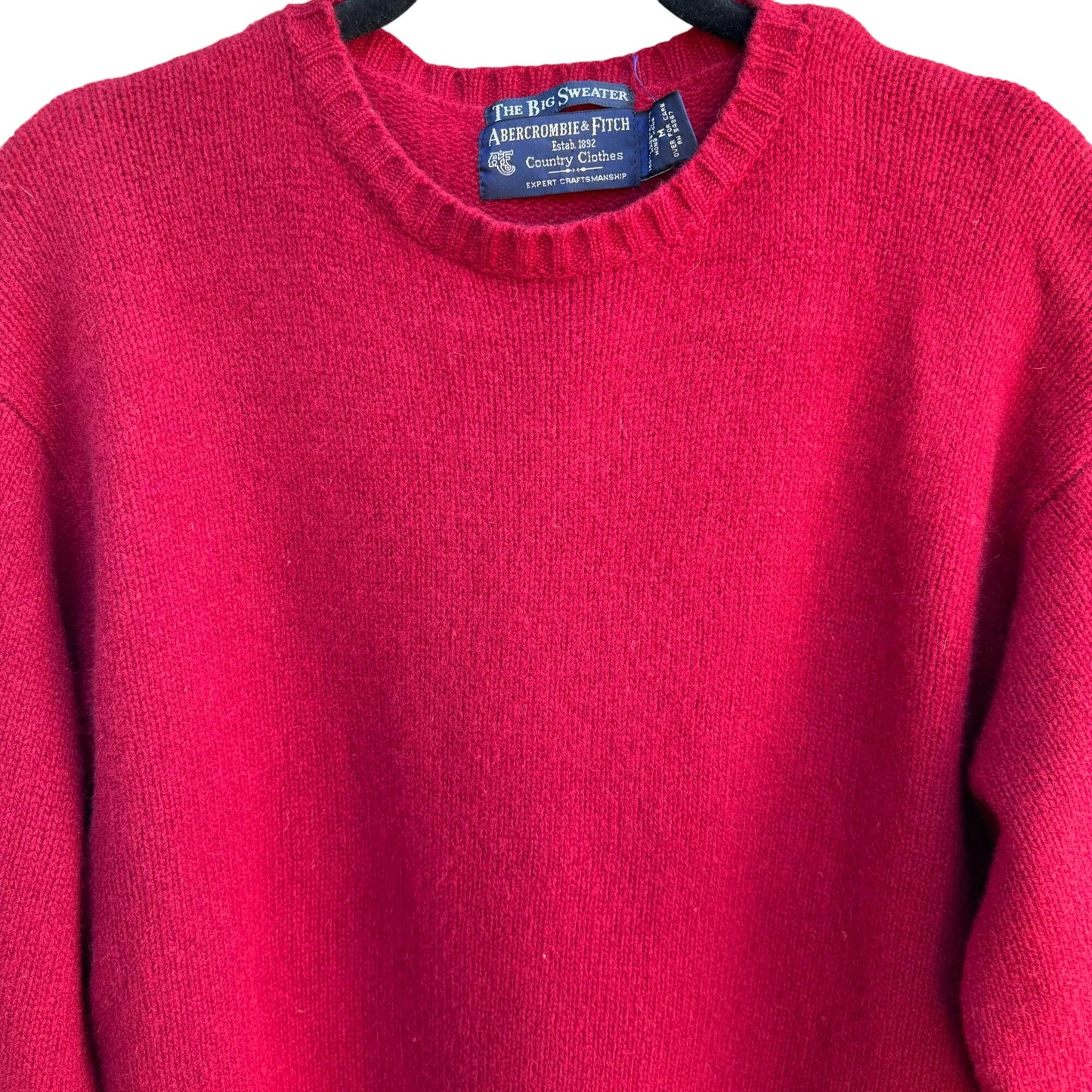 Abercrombie & Fitch The Big Sweater Mens Red Lambswool Crewneck Sweater Large