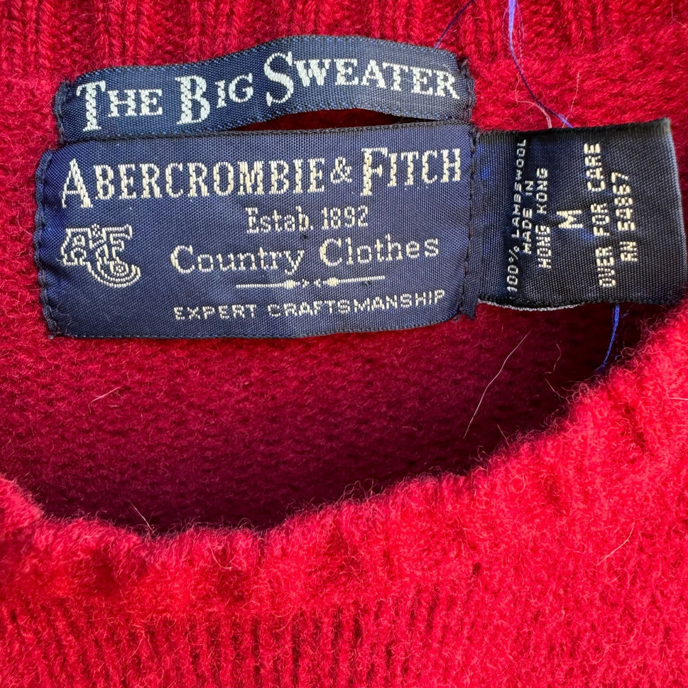 Abercrombie & Fitch The Big Sweater Mens Red Lambswool Crewneck Sweater Large