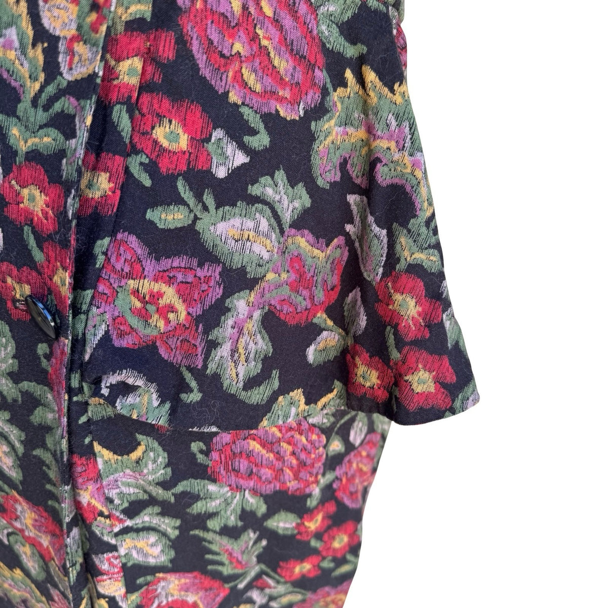 Liz Vintage 80s 90s Dark Floral Victorian Gothic Peplum Brocade Tapestry Dress