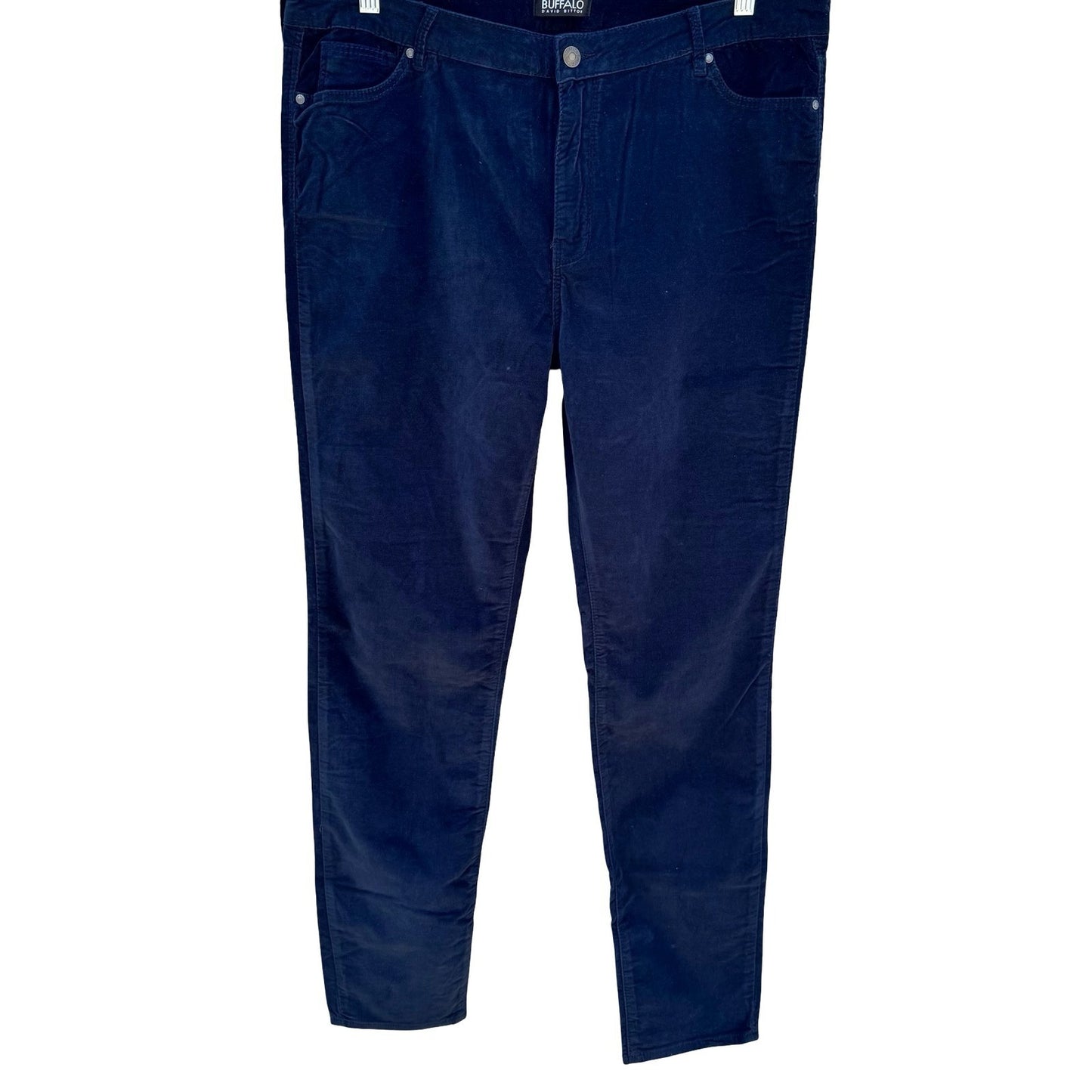 Buffalo David Bitton Mirage Navy Blue Corduroy Stretch Slim Pants Womens 14/34