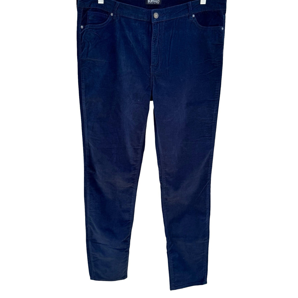 Buffalo David Bitton Mirage Navy Blue Corduroy Stretch Slim Pants Womens 14/34
