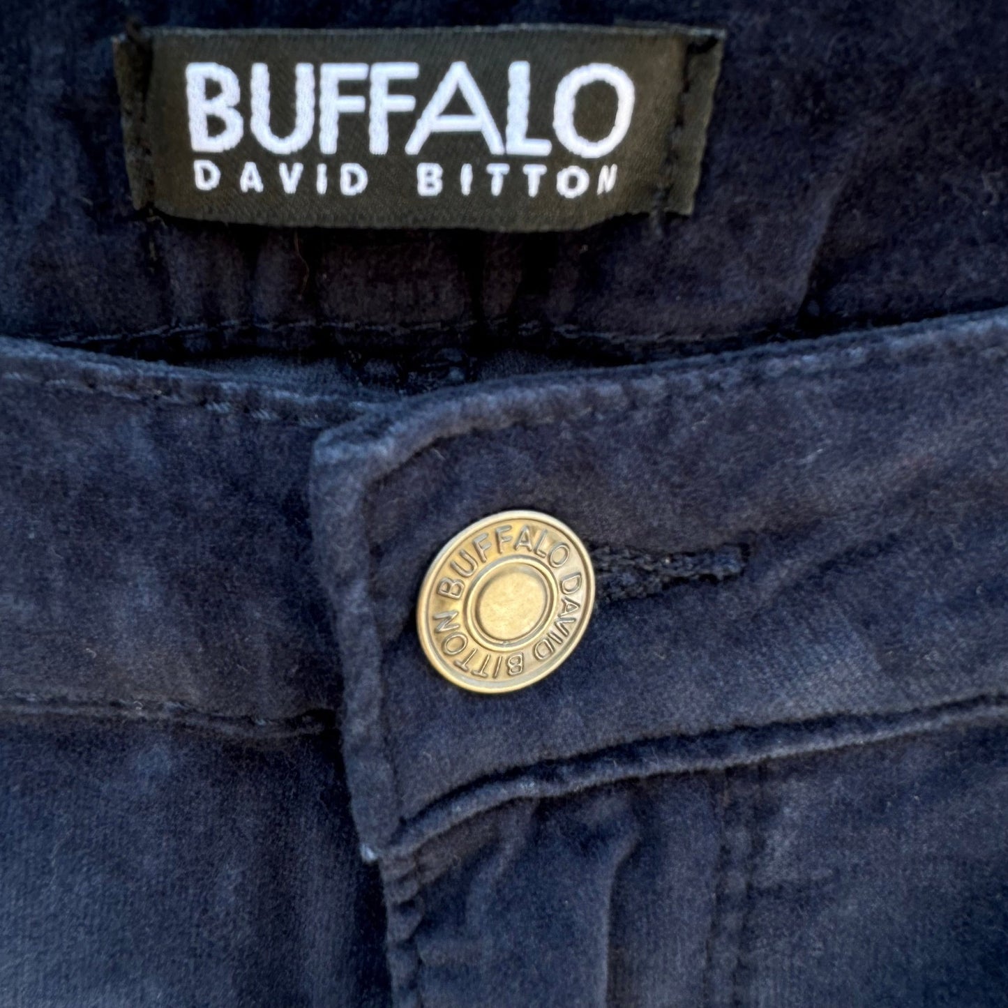Buffalo David Bitton Mirage Navy Blue Corduroy Stretch Slim Pants Womens 14/34