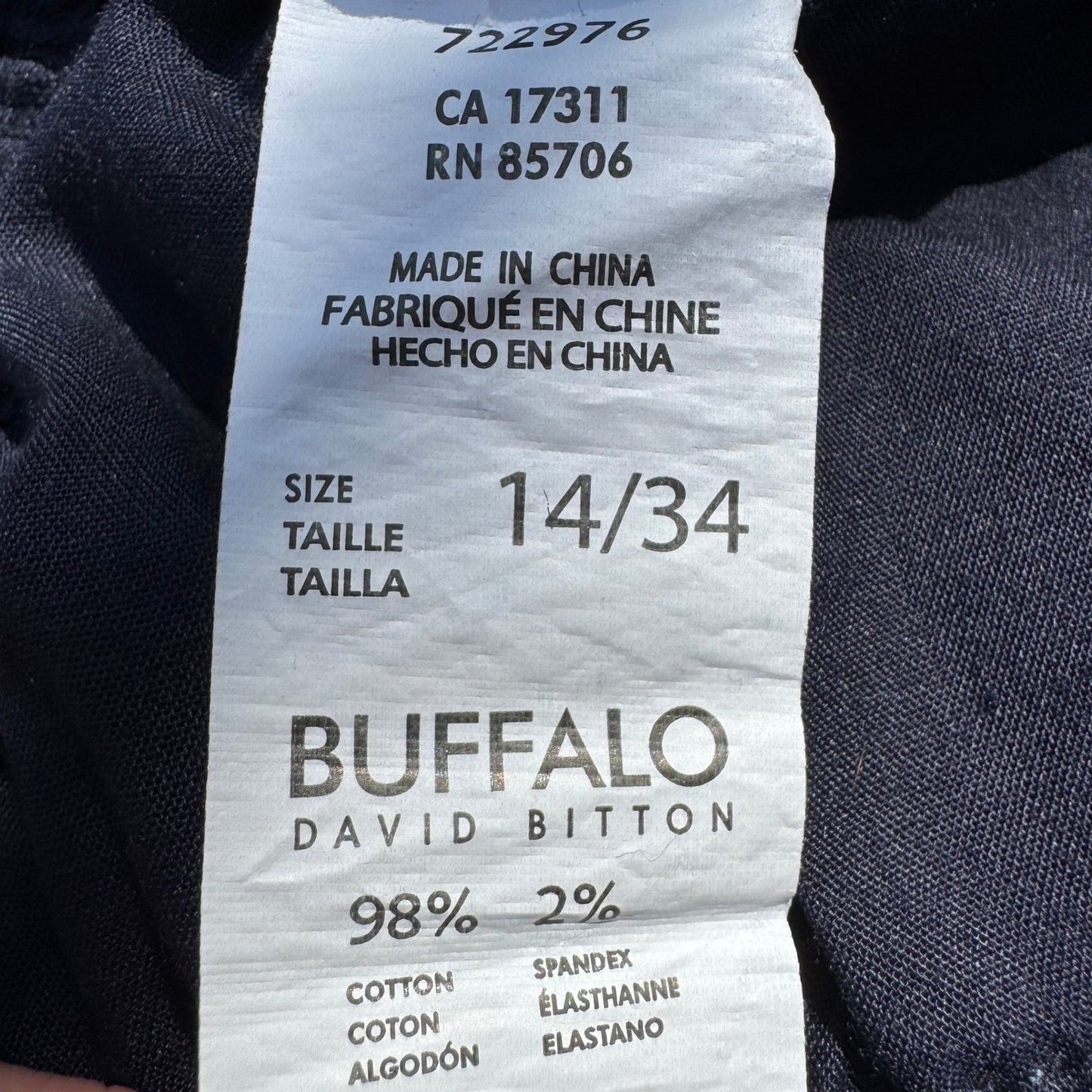 Buffalo David Bitton Mirage Navy Blue Corduroy Stretch Slim Pants Womens 14/34