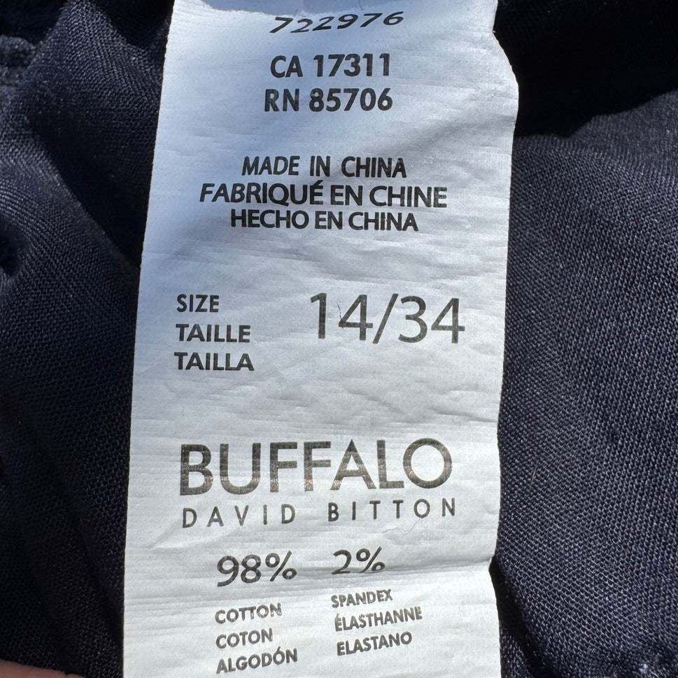 Buffalo David Bitton Mirage Navy Blue Corduroy Stretch Slim Pants Womens 14/34