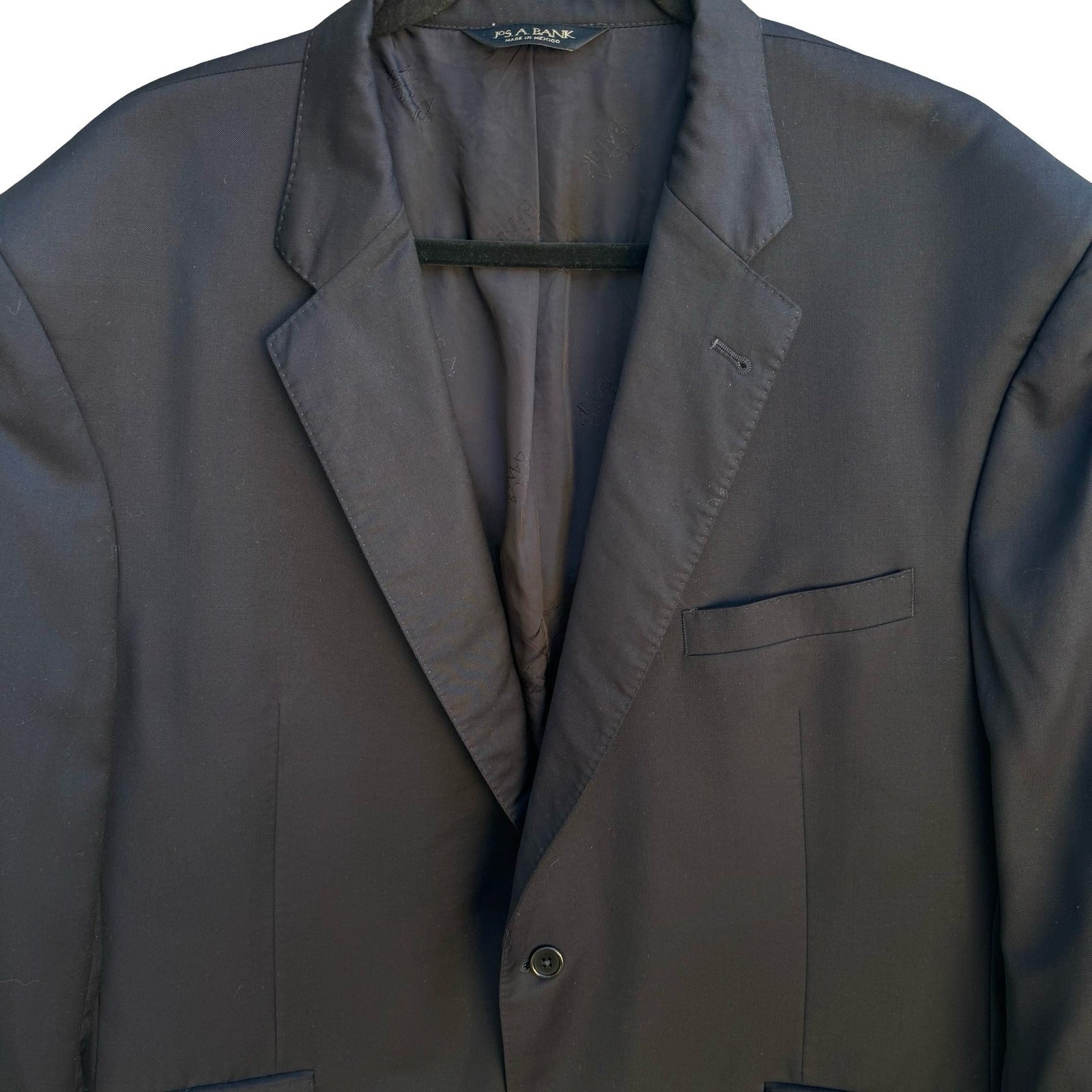 Jos A Bank 100% Wool Professional Formal Executive Blazer Jacket Black Mens 46L
