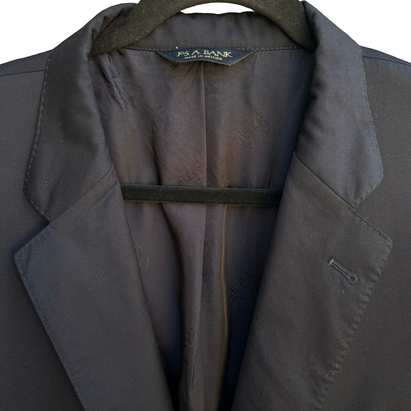Jos A Bank 100% Wool Professional Formal Executive Blazer Jacket Black Mens 46L