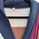 Switch Patchwork Fair Isle Dark Academia Cable Knit Shawl Cardigan Multicolor Mens M 3 image