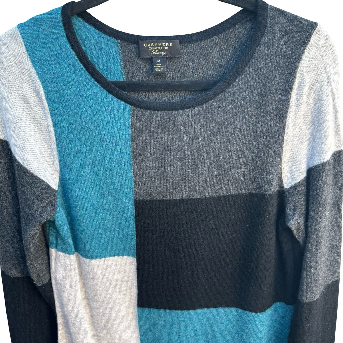 Charter Club Cashmere Quiet Luxury Colorblock Mod Layering Minimalist Sweater M