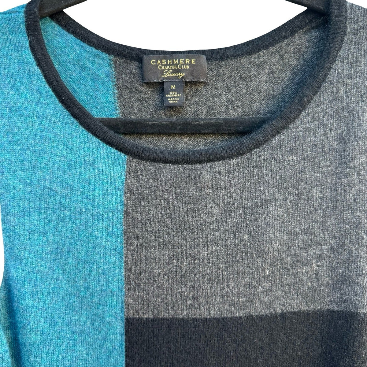 Charter Club Cashmere Quiet Luxury Colorblock Mod Layering Minimalist Sweater M