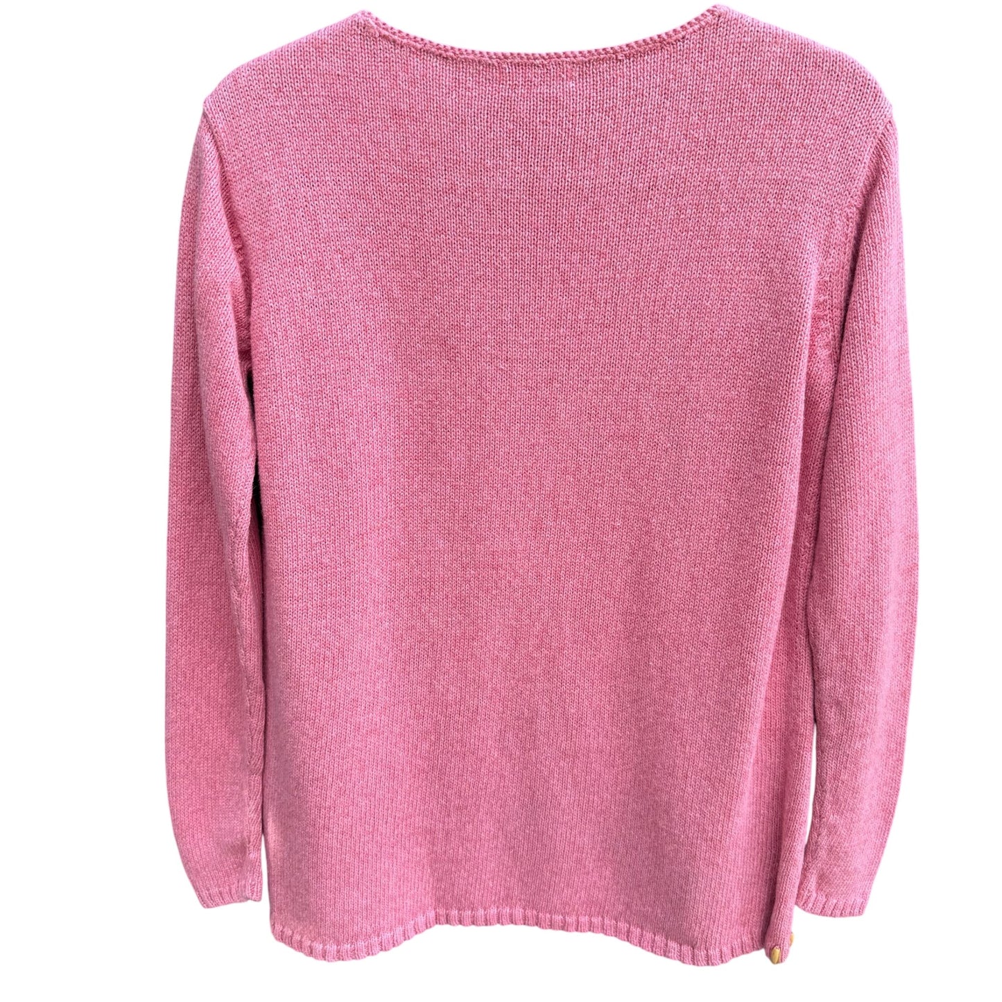 Cynthia Taylor Vintage Womens Pink Sweater Cottage Floral Embroidery Beaded Hem