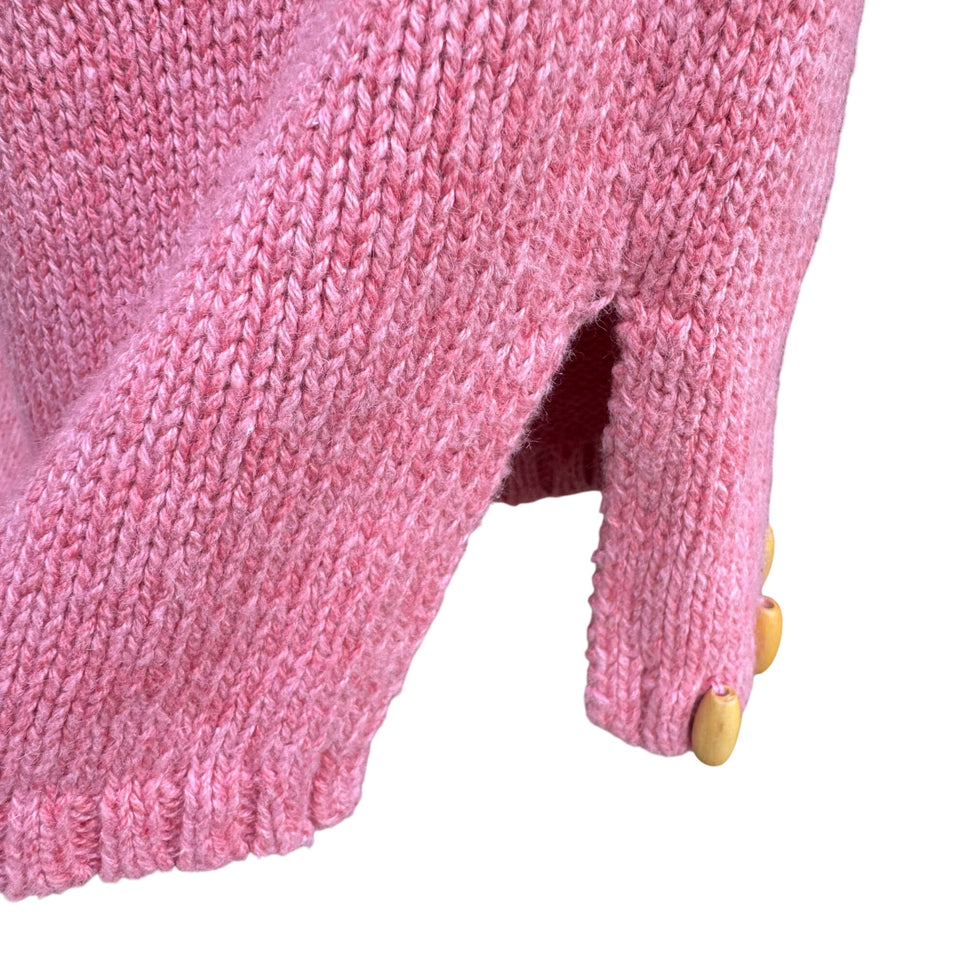 Cynthia Taylor Vintage Womens Pink Sweater Cottage Floral Embroidery Beaded Hem