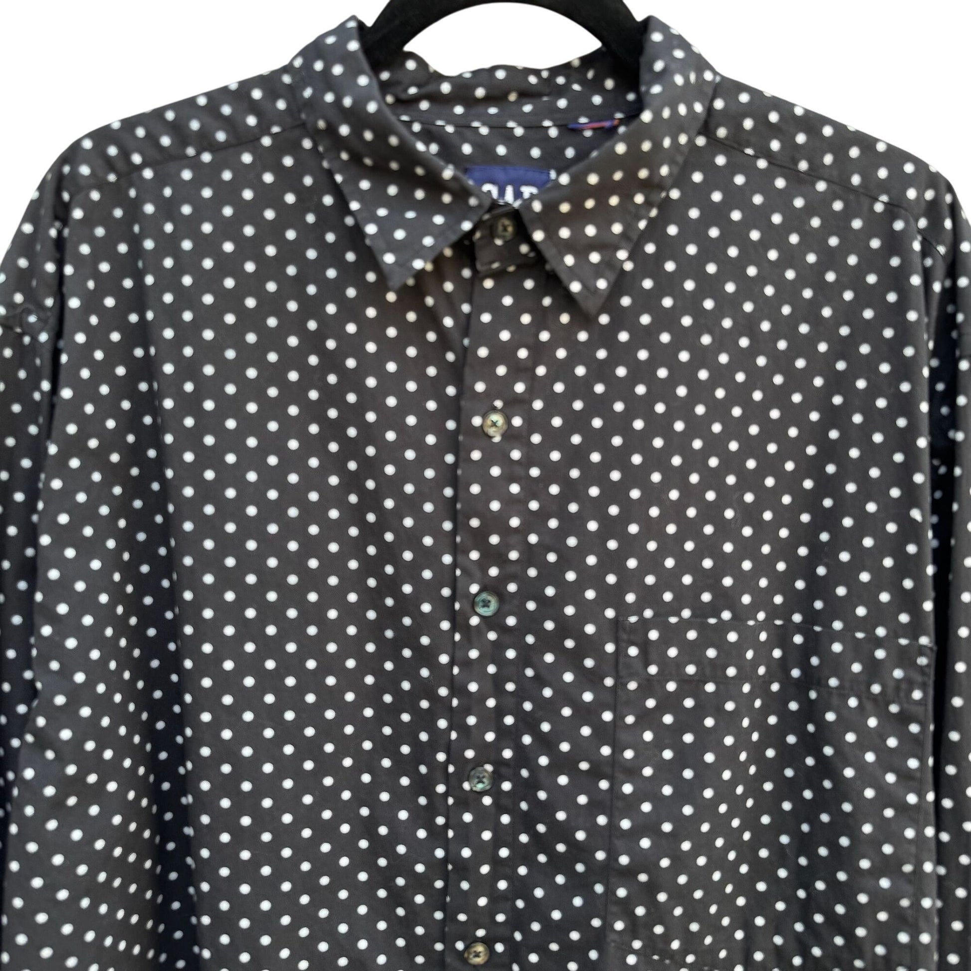 Gap Vintage Black White Polka Dot Button-Down Collared Long Sleeve Blouse Shirt