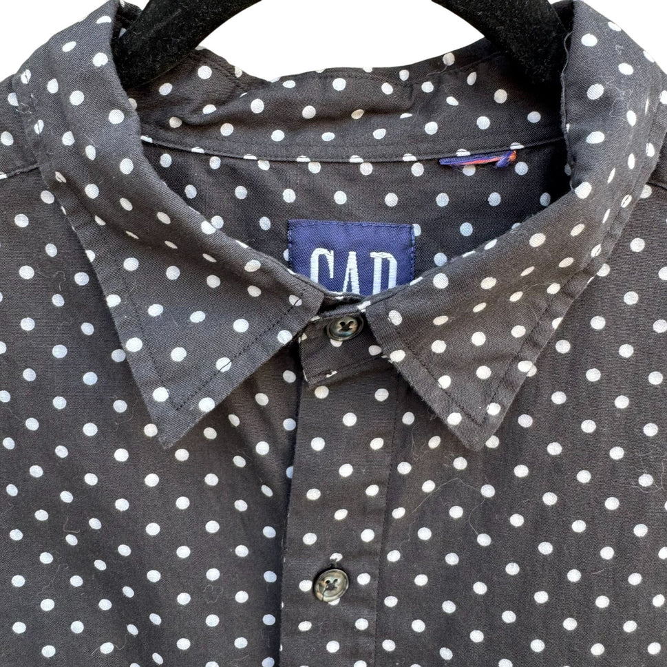 Gap Vintage Black White Polka Dot Button-Down Collared Long Sleeve Blouse Shirt