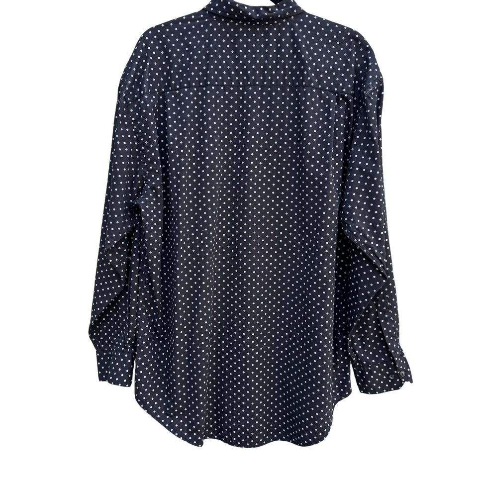 Gap Vintage Black White Polka Dot Button-Down Collared Long Sleeve Blouse Shirt