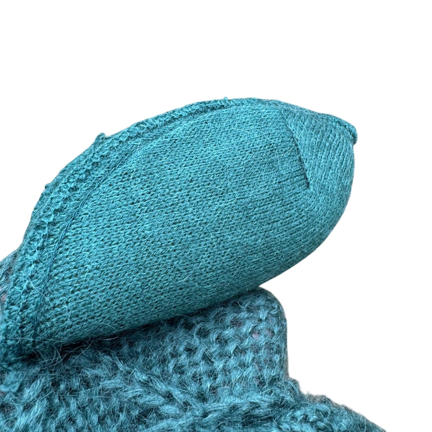 Lizwear Vintage 80s 90s Hand-Knitted Teal Wool Blend Cable Knit Crop Sweater SP