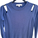 Switch The Cashmere Project Quiet Luxury Minimalist Preppy Cold Shoulder Sweater Navy M 3 image