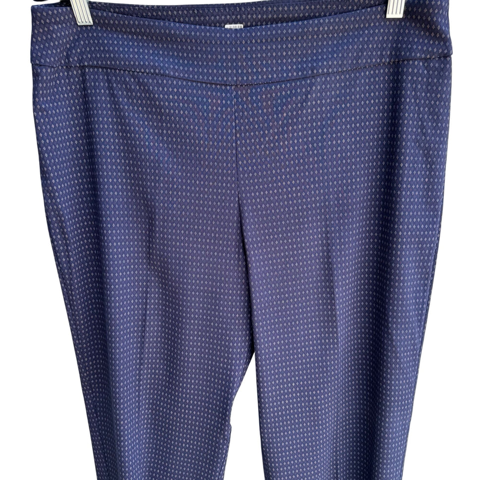 Counterparts Womens Navy Diamond Pattern Stretch Flat Front Dress Pants 16