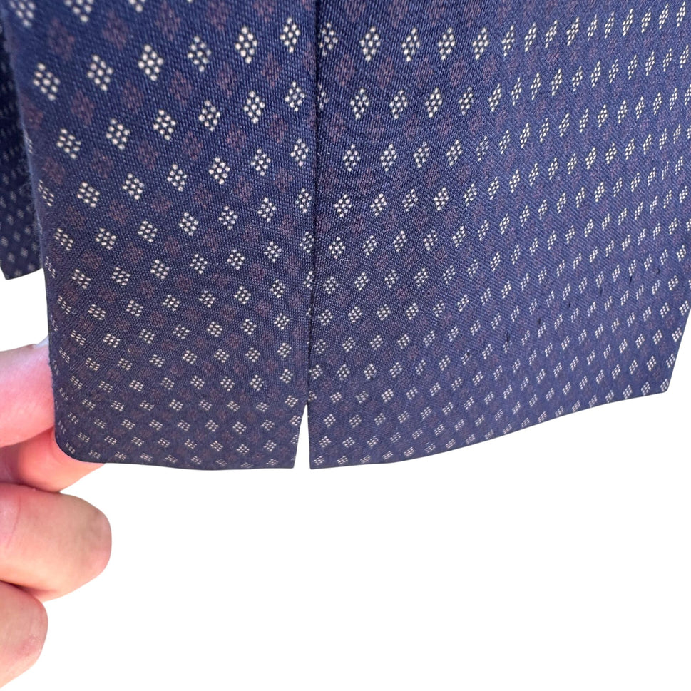 Counterparts Womens Navy Diamond Pattern Stretch Flat Front Dress Pants 16