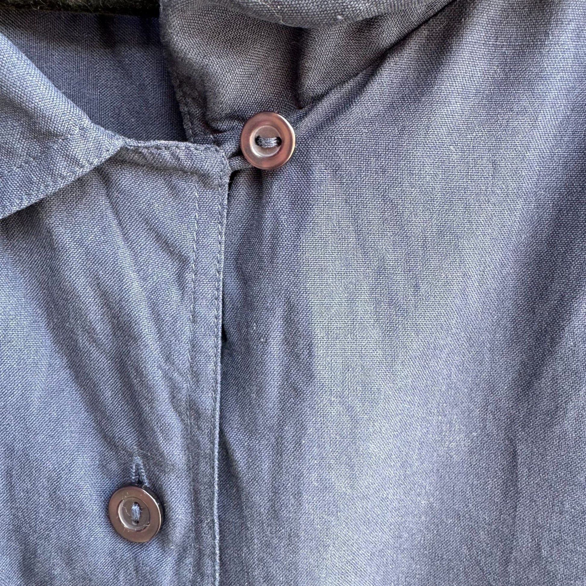 Avenue Vintage Womens Plus Size Navy Silk Button-Down Preppy Shirt Blouse 26/28