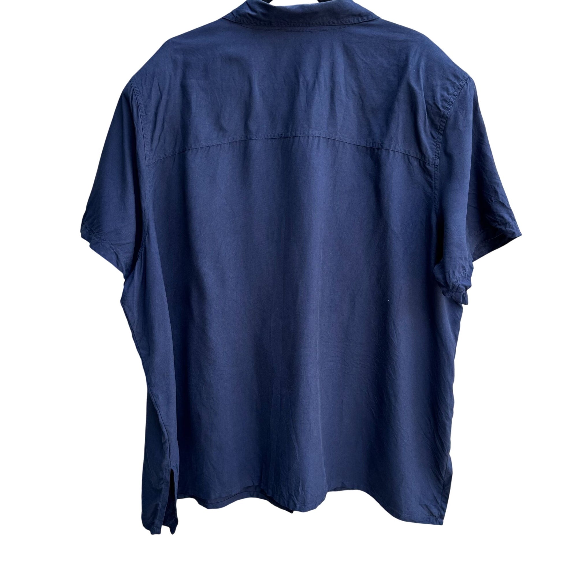 Avenue Vintage Womens Plus Size Navy Silk Button-Down Preppy Shirt Blouse 26/28