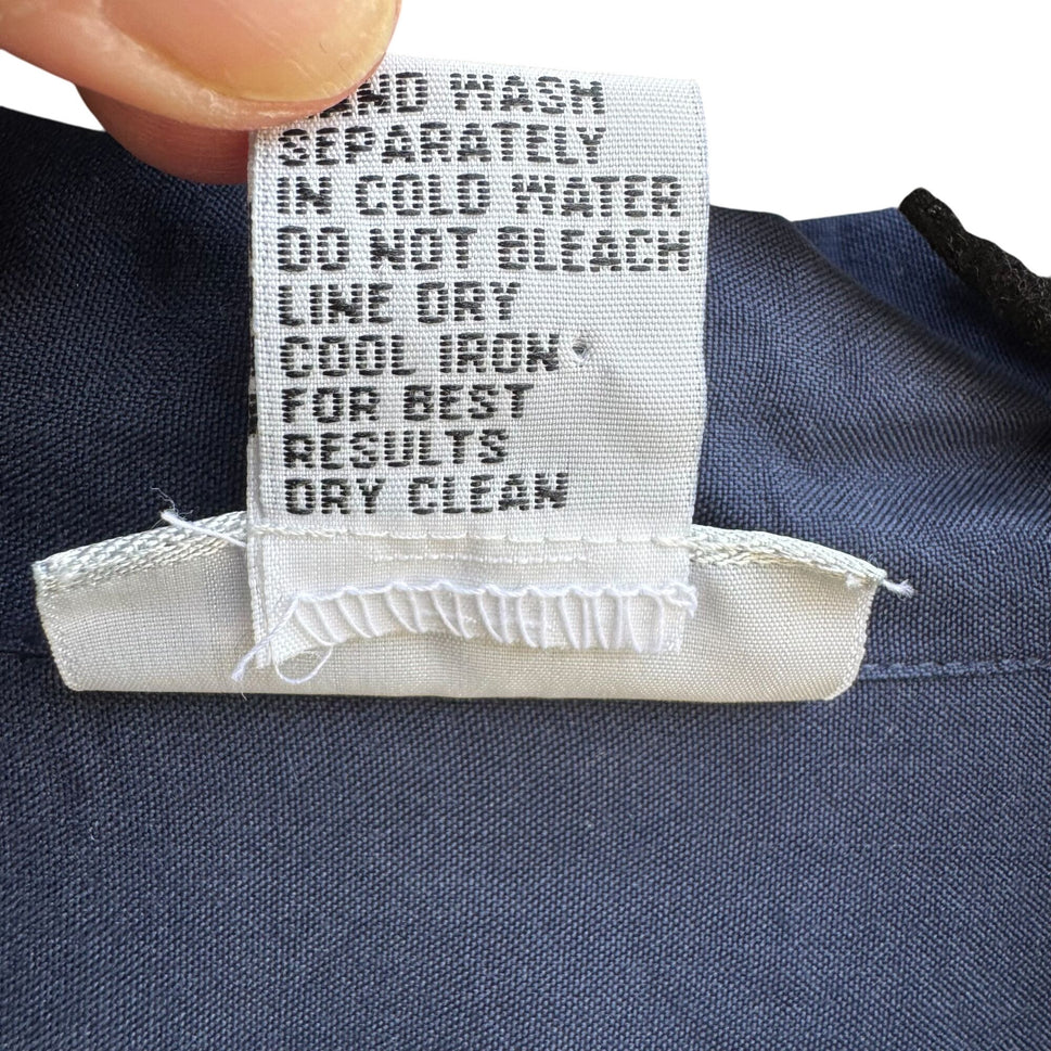 Avenue Vintage Womens Plus Size Navy Silk Button-Down Preppy Shirt Blouse 26/28