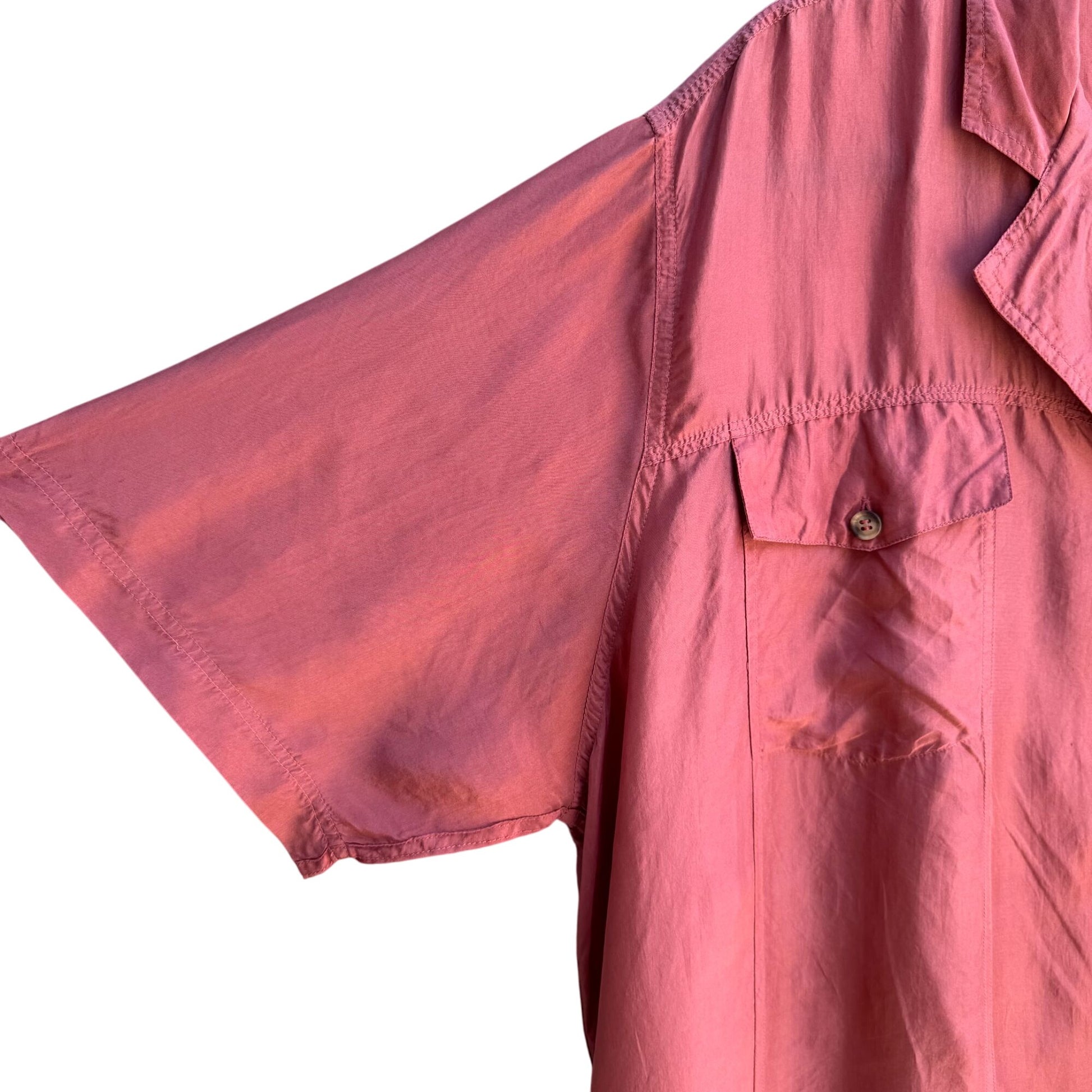 Venezia Vitale Womens Silk Dusty Rose Short Sleeve Button-Up Shirt Size 18/20