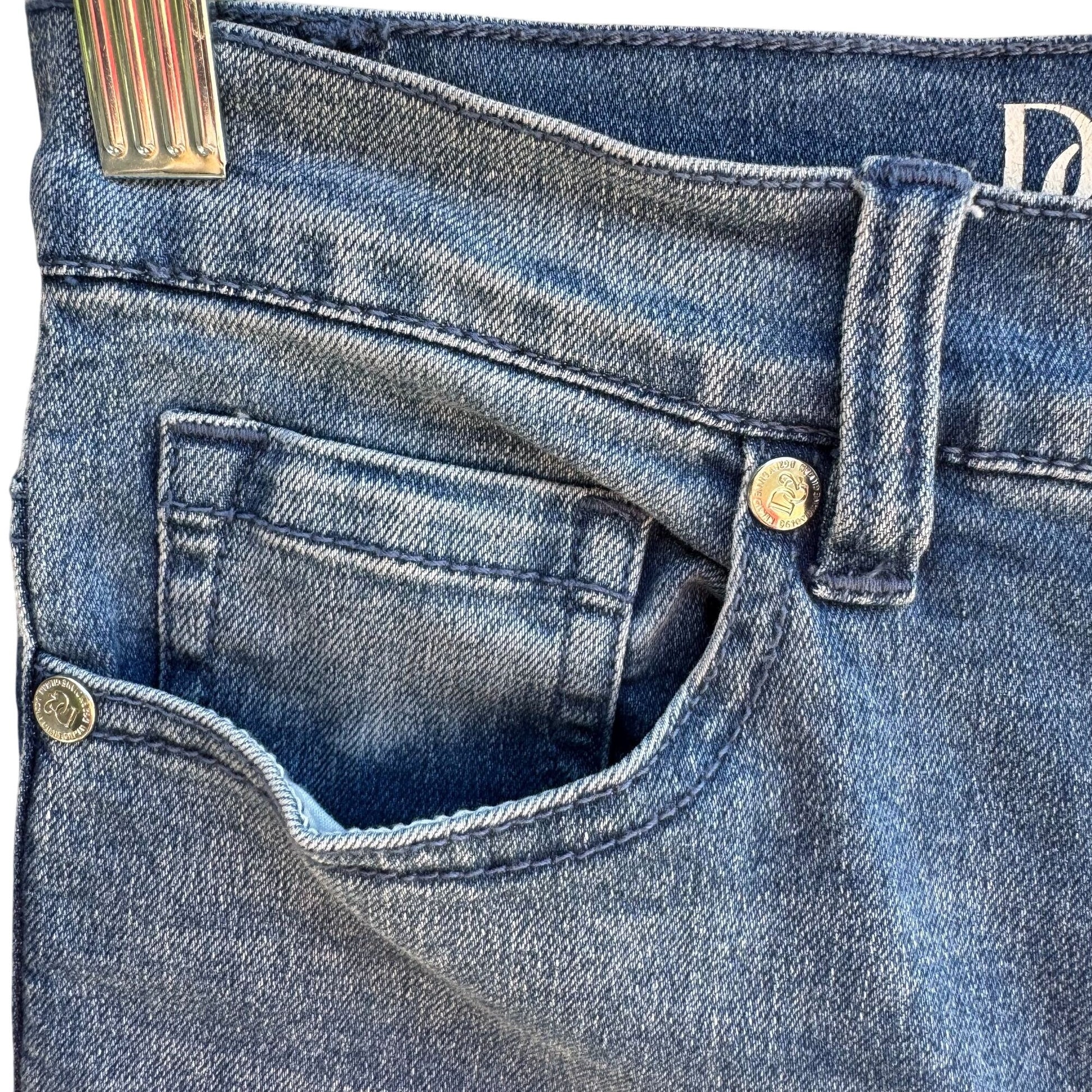 DG2 Diane Gilman Womens Preppy Blue Stretch Denim Old Money Long Bermuda Short 2